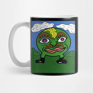 green ball lizard creature with mustache Mug